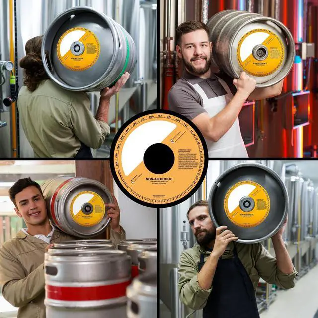 Alt view image 5 of 6 - 100 Pack Keg Ring Collars 6.5" Diameter with 2.25" Center Cutout Paperboard Discs for Non-Alcoholic Keg Labeling and Beverage Identification