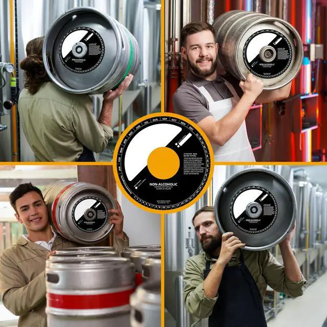 Alt view image 5 of 6 - 100 Pack Keg Ring Collars 6.5" with 2.25" Cutout Paperboard Discs for Non-Alcoholic Keg Labeling Writable Tags for Brewery Beverage Identification