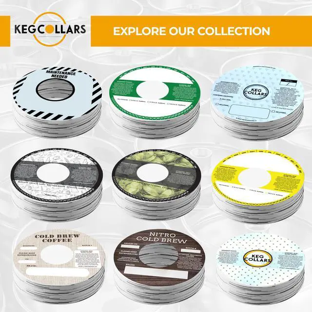 Alt view image 6 of 6 - 100 Pack Keg Ring Collars 6.5" with 2.25" Cutout Paperboard Discs for Non-Alcoholic Keg Labeling Writable Tags for Brewery Beverage Identification