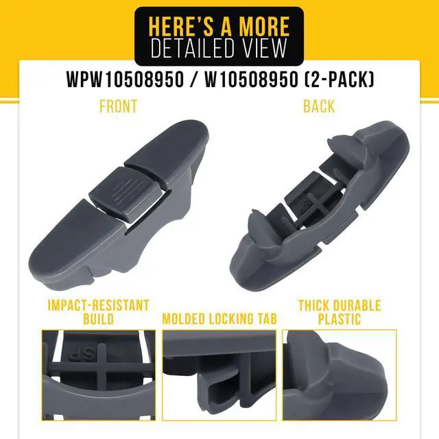 Alt view image 3 of 6 - Dishwasher Stop Clip for Whirlpool WDF520PADM7 (2-Pack)