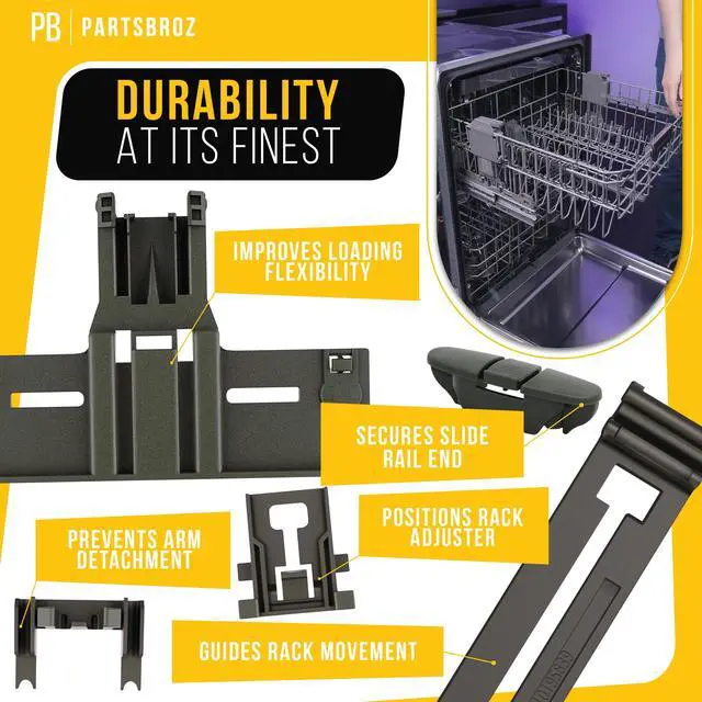 Alt view image 4 of 6 - Dishwasher Top Rack Adjuster for Kenmore 665.13543N414