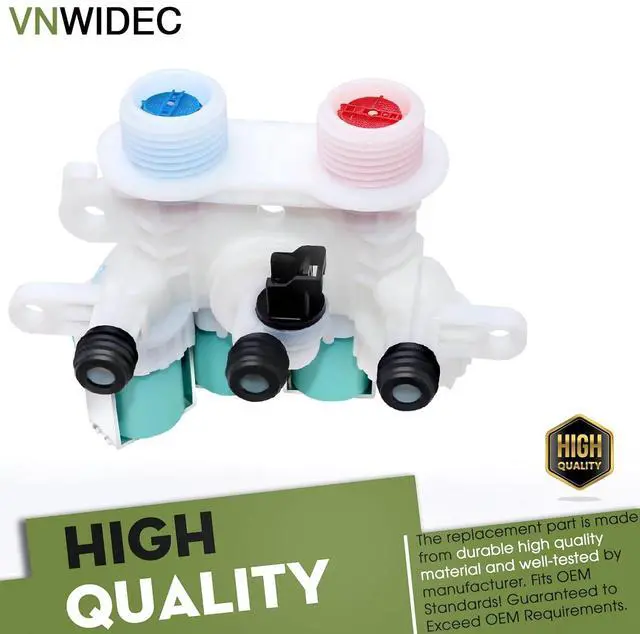 Alt view image 3 of 5 - Washer Water Inlet Valve for Whirlpool WTW7000DW2 WTW7000DW3 WTW7000DW4 | Fits Whirlpool WTW7040DW0, WTW7040DW1, WTW8000DW3, WTW8000DW4, WTW8000DW5, WTW8040DW