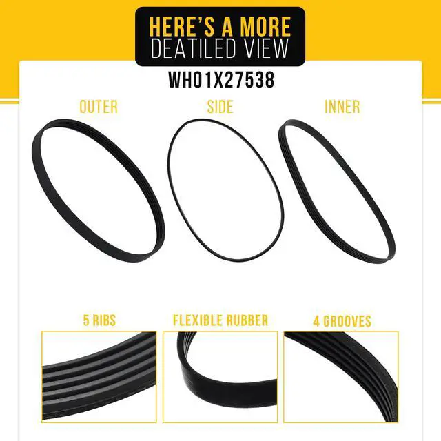 Alt view image 3 of 6 - Washer Drive Belt for General Electric GE GTW465ASN1WW