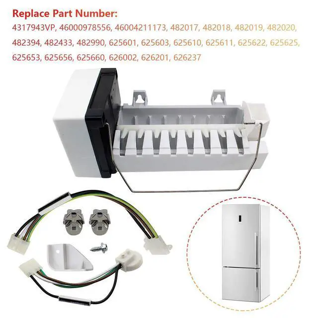 Alt view image 2 of 6 - 4317943 Ice Maker Assembly for Whirlpool Kenmore Kitchenaid Refrigerator Freezer
