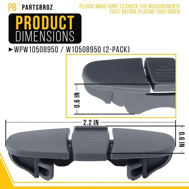 Alt view image 2 of 6 - Dishwasher Stop Clip for Whirlpool WDT730PAHZ0 (2-Pack)