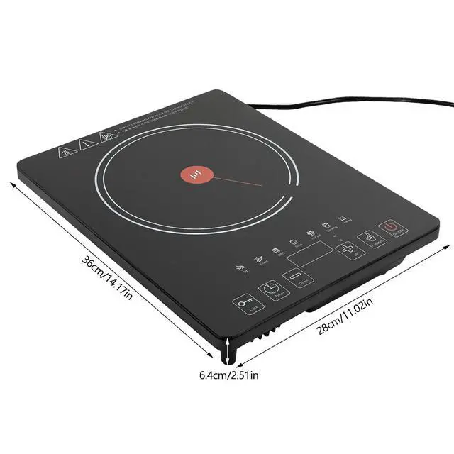 Alt view image 2 of 6 - 110V Electric Ceramic Cooktop, 24 inch Hot Plate Ceramic Cooktop, Portable Countertop Burner, 1800W Countertop Burner, Child Safety Lock, Sensor Touch Control, for Flat-bottomed Kitchenware