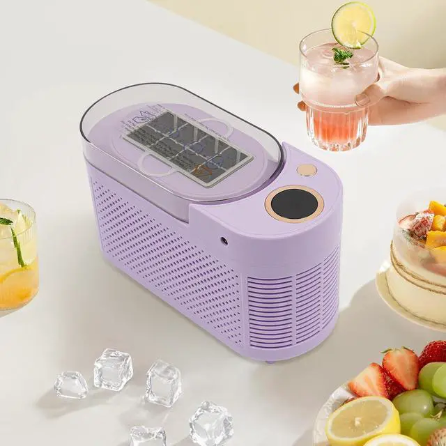 Alt view image 3 of 6 - Portable Mini Ice Maker Machine for Countertop - Fast 8 Cubes in 15 Mins, Car ice Maker, Ideal for Home, Kitchen, Camping, RV (Purple)