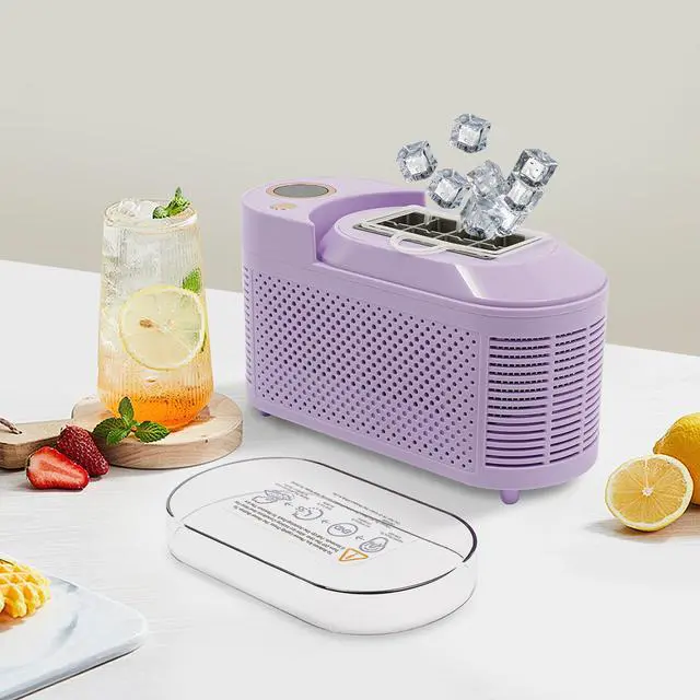 Alt view image 4 of 6 - Portable Mini Ice Maker Machine for Countertop - Fast 8 Cubes in 15 Mins, Car ice Maker, Ideal for Home, Kitchen, Camping, RV (Purple)