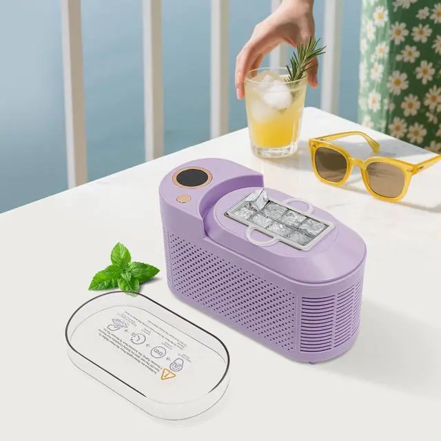 Alt view image 5 of 6 - Portable Mini Ice Maker Machine for Countertop - Fast 8 Cubes in 15 Mins, Car ice Maker, Ideal for Home, Kitchen, Camping, RV (Purple)