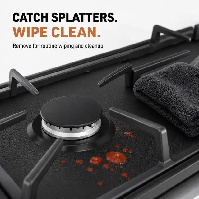 Alt view image 4 of 6 - CookTop Protector for General Electric GE Gas CookTop, Custom Fit Ultra Thin Reusable Burner Splatter Spill Guard Protective Cover Liner - CGP70302NS1