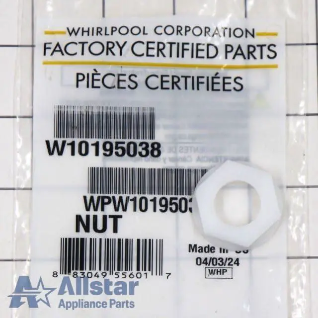 Alt view image 2 of 4 - WPW10195038 Dishwasher Overfill Protection Nut