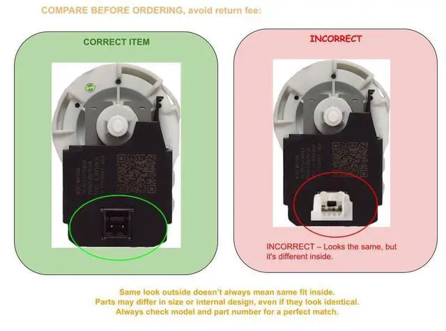 Alt view image 3 of 6 - EQUIP. DR US ID No. 1E30004 EDR30004X1 compatible with GE Dishwasher Drain Pump fits old part number ID No. 1E30004