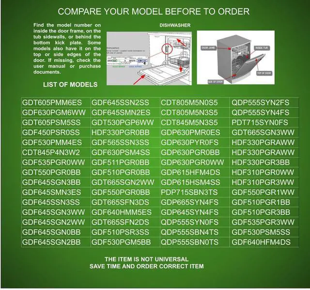 Alt view image 6 of 6 - EQUIP. DR US ID No. 1E30004 EDR30004X1 compatible with GE Dishwasher Drain Pump fits old part number ID No. 1E30004