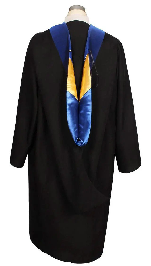 Alt view image 2 of 4 - Master Hood Matte Graduation Hood with Velvet Trim | Matte Black Polyester Shell,Velvet Color Trim,Satin Lining Chevron,Front Loop and Back Hook Connector,for Master Gowns