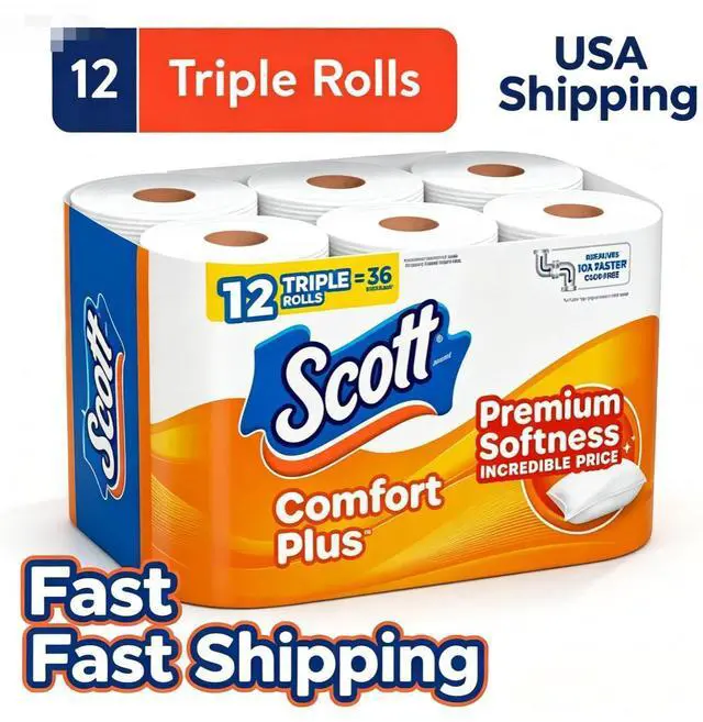 Main image of Scott Comfort Plus Toilet Paper, 12 Triple Rolls