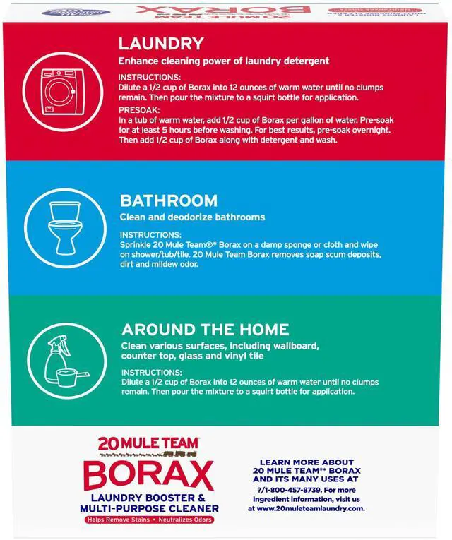 Alt view image 7 of 7 - 20 Mule Team All Natural Borax Laundry Detergent Booster & Multi-Purpose Household Cleaner, 65 Ounce