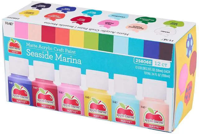 Alt view image 6 of 7 - Apple Barrel Seaside Marina 2 fl oz Acrylic Craft Paint, Matte Finish, Set of 12