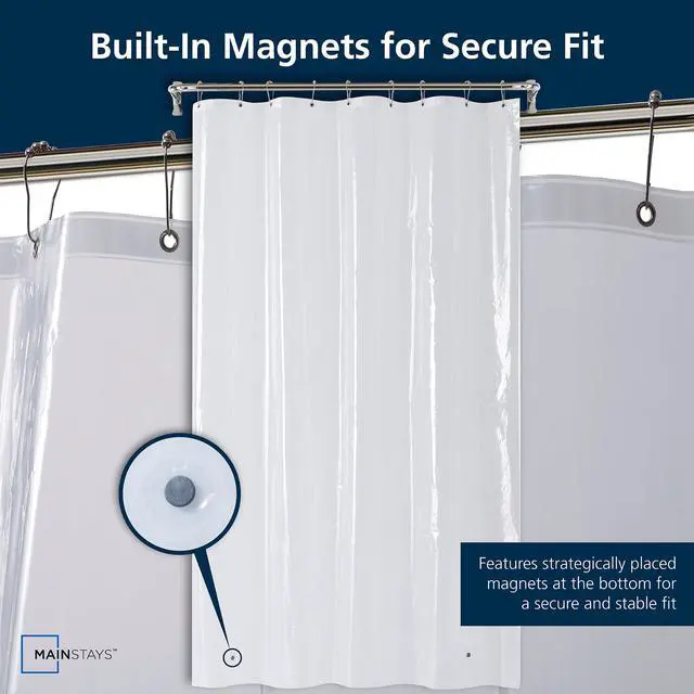 Alt view image 6 of 7 - Mainstays Medium Weight PEVA Shower Liner, 54" x 78" for Bathroom Stall, Clear