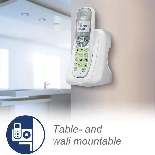Alt view image 6 of 6 - DECT 6.0 Cordless Phone with Caller ID, White, 1 Handset Home Office Landline Telephone