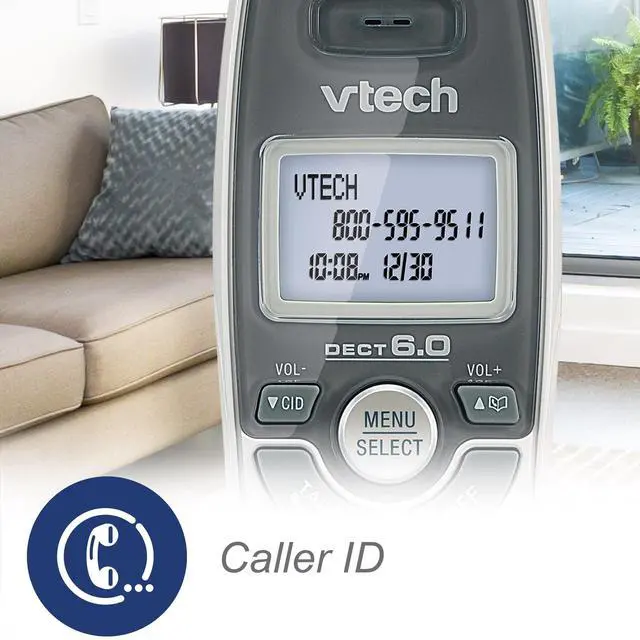 Alt view image 4 of 6 - DECT 6.0 Cordless Phone with Caller ID, White, 1 Handset Home Office Landline Telephone