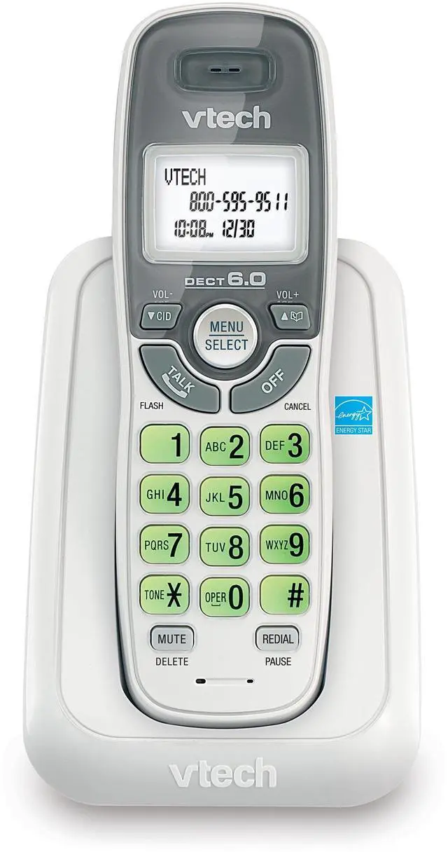 Main image of DECT 6.0 Cordless Phone with Caller ID, White, 1 Handset Home Office Landline Telephone