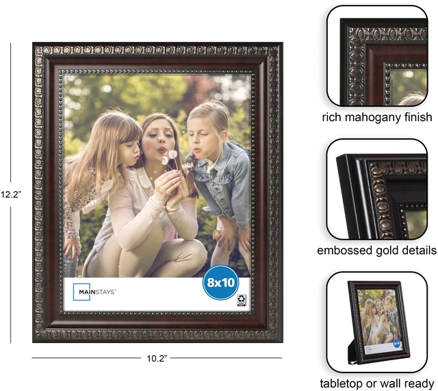 Main image of 8 x 10 Inch Tabletop Picture Frame, Mahogany Finish Desktop Photo Display Frame for Home Decor