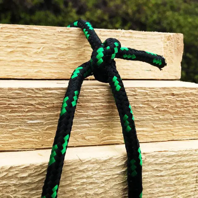 Alt view image 6 of 6 - 5/16" Diamond Braided Polypropylene Rope, 50ft Black Green HeavyDuty Utility Rope
