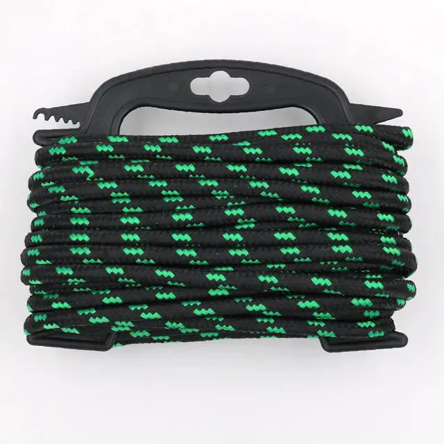 Alt view image 2 of 6 - 5/16" Diamond Braided Polypropylene Rope, 50ft Black Green HeavyDuty Utility Rope