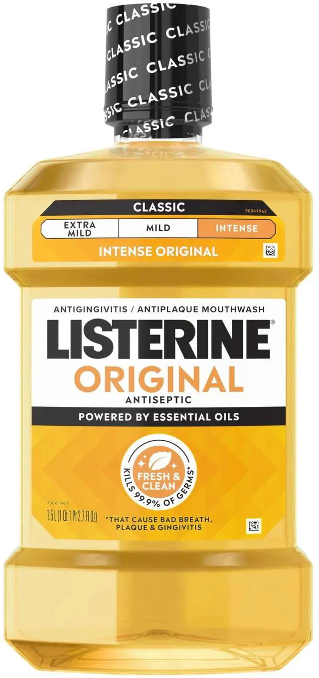 Main image of Listerine Original Intense Antiseptic Mouthwash for Bad Breath & Plaque Oral Care, 1.5 L