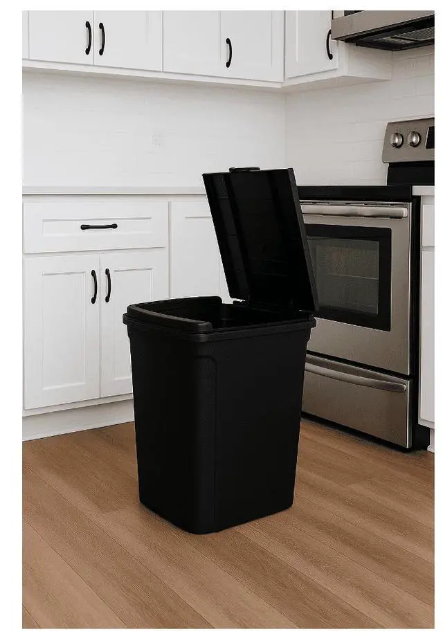 Alt view image 4 of 6 - Mainstays Kitchen Trash Can, 7.6 Gallon Plastic Garbage Bin with Touch Top Lid, Black