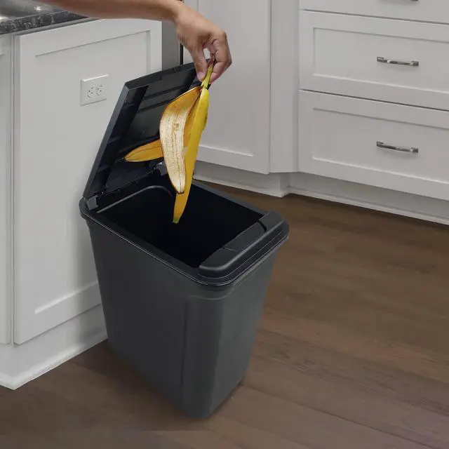 Alt view image 2 of 6 - Mainstays Kitchen Trash Can, 7.6 Gallon Plastic Garbage Bin with Touch Top Lid, Black