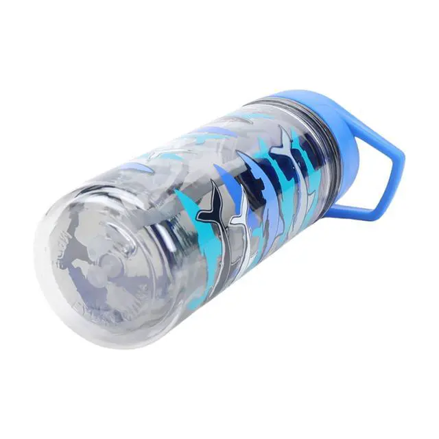 Alt view image 5 of 6 - Your Zone 14-Ounce Plastic Water Bottle with Lid and Straw, Blue Shark, Double Wall Insulated