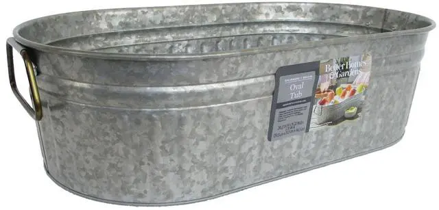 Alt view image 3 of 6 - Better Homes & Gardens Galvanized Oval Tub, 20.27 in x 11.22 in x 5.70 in