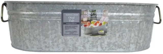 Main image of Better Homes & Gardens Galvanized Oval Tub, 20.27 in x 11.22 in x 5.70 in
