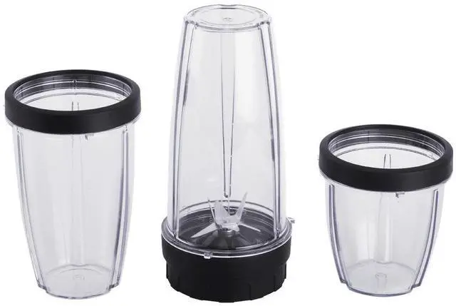 Alt view image 3 of 5 - Mainstays 10-Piece Blender Set, Black, 300W, with 3 Jars (10oz, 16oz, 18oz), 2 Drinking Lids, Stainless Steel Blade