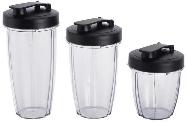 Alt view image 5 of 5 - Mainstays 10-Piece Blender Set, Black, 300W, with 3 Jars (10oz, 16oz, 18oz), 2 Drinking Lids, Stainless Steel Blade