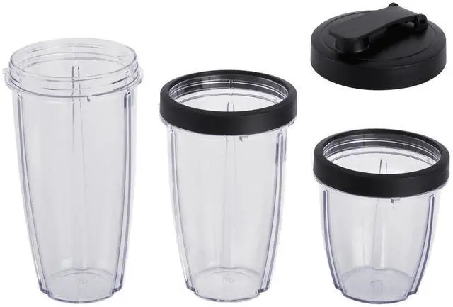 Alt view image 4 of 5 - Mainstays 10-Piece Blender Set, Black, 300W, with 3 Jars (10oz, 16oz, 18oz), 2 Drinking Lids, Stainless Steel Blade