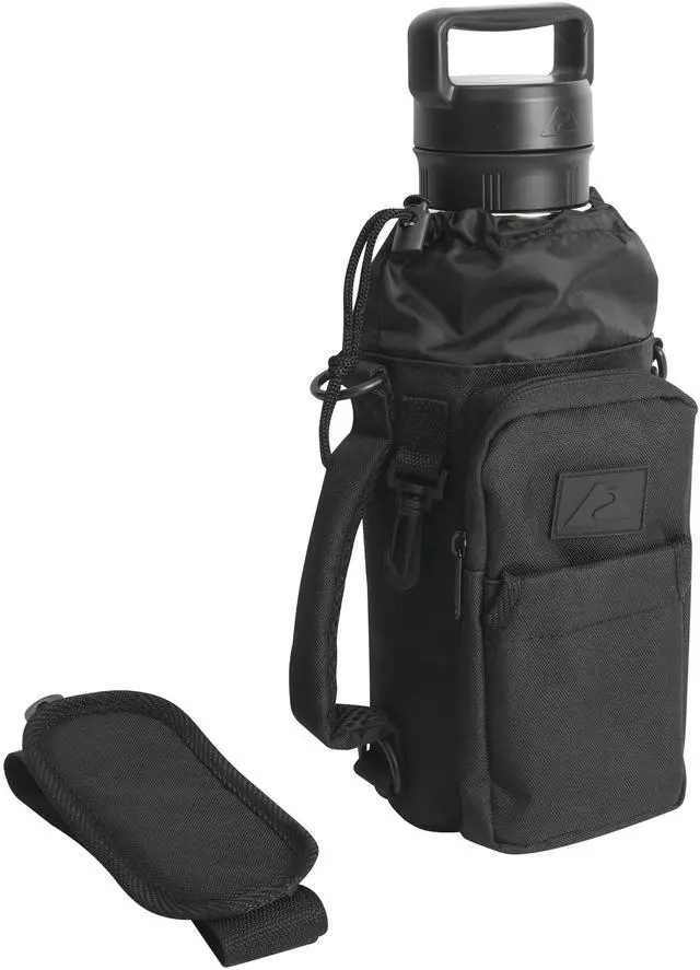 Main image of Ozark Trail 32-40 fl oz Water Bottle Sling with Shoulder Strap and Front Zipper Pocket, Black