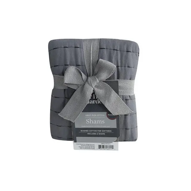 Alt view image 5 of 6 - Better Homes and Gardens Standard Quilted Pillow Sham, Grey, 2 Pack