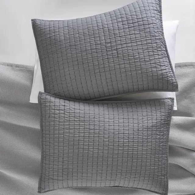 Alt view image 6 of 6 - Better Homes and Gardens Standard Quilted Pillow Sham, Grey, 2 Pack