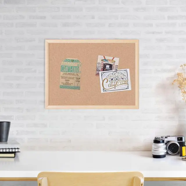 Alt view image 2 of 7 - U Brands Cork Bulletin Board with Natural Maple Wood-Style Frame, 17 x 23 inch