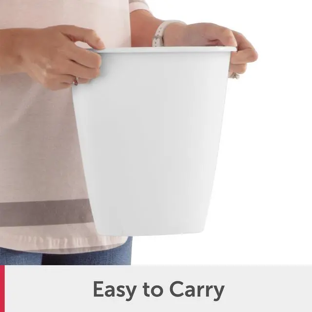 Alt view image 4 of 7 - (4 pack) Sterilite Small Bathroom Trash Can, 1.5 Gallon Plastic Garbage Bucket Bin with No Lid, White