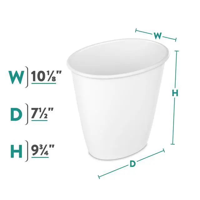 Alt view image 5 of 7 - (4 pack) Sterilite Small Bathroom Trash Can, 1.5 Gallon Plastic Garbage Bucket Bin with No Lid, White