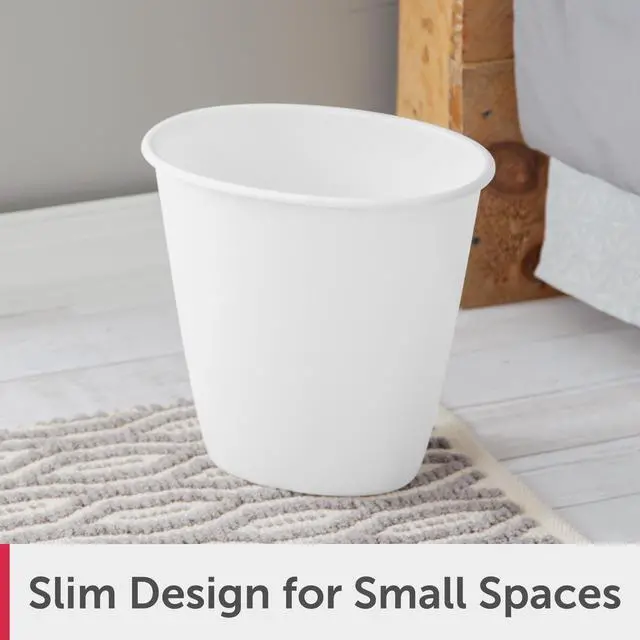 Alt view image 6 of 7 - (4 pack) Sterilite Small Bathroom Trash Can, 1.5 Gallon Plastic Garbage Bucket Bin with No Lid, White