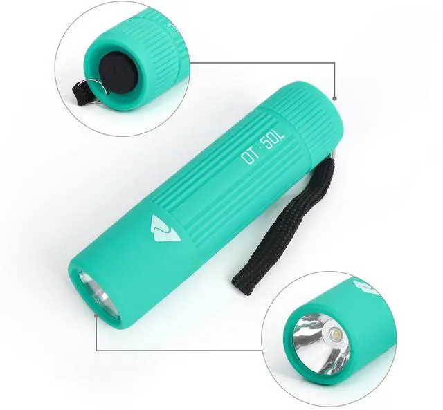 Alt view image 4 of 7 - (3 pack) Ozark Trail Mini Handheld LED Flashlight, 50 Lumens, 3 AAA Batteries Included, Teal