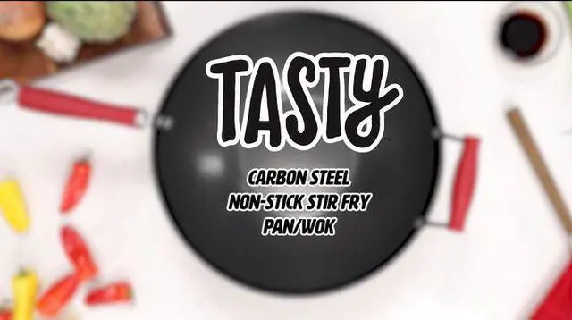 Alt view image 2 of 6 - Tasty 14 Carbon Steel Wok, Non-Stick Flat Bottom Stir Fry Pan with Silicone Handle