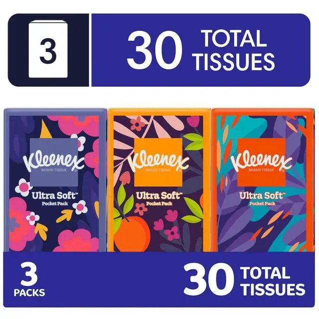 Alt view image 2 of 7 - (3 pack) Kleenex On-The-Go 3-Ply Facial Tissues, 3 Pack (30 Total Tissues)
