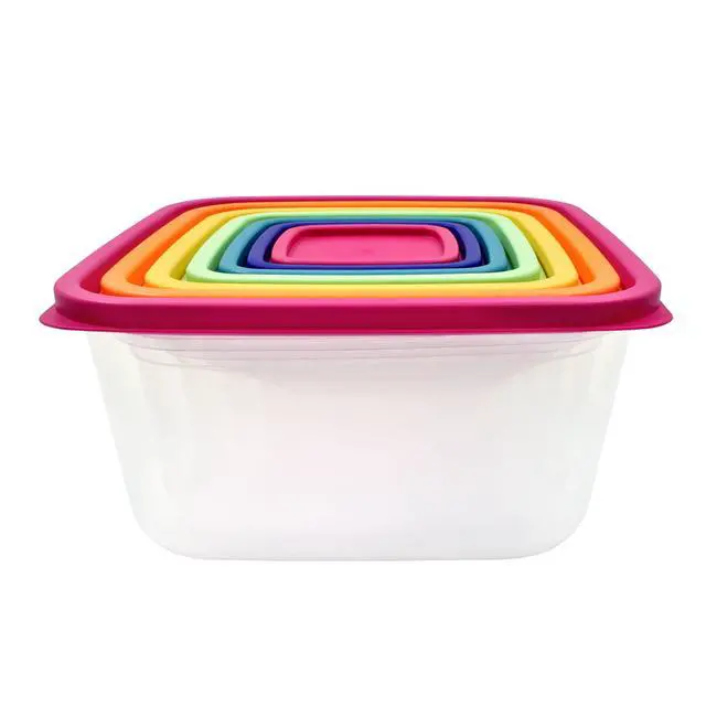 Alt view image 6 of 6 - Mainstays Plastic Rainbow Food Storage Set, Multi Color, 14 Count, Best for Leftover Storage and Reheating