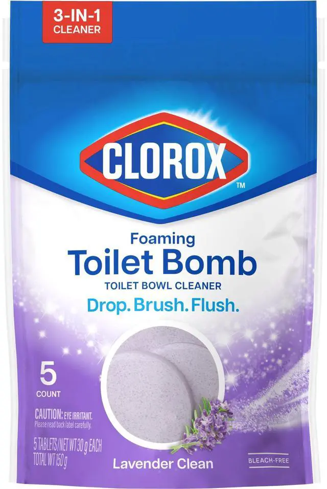 Main image of Clorox Foaming Toilet Bomb Toilet Bowl Cleaner, Bleach Free, Lavender Clean, 5 Count