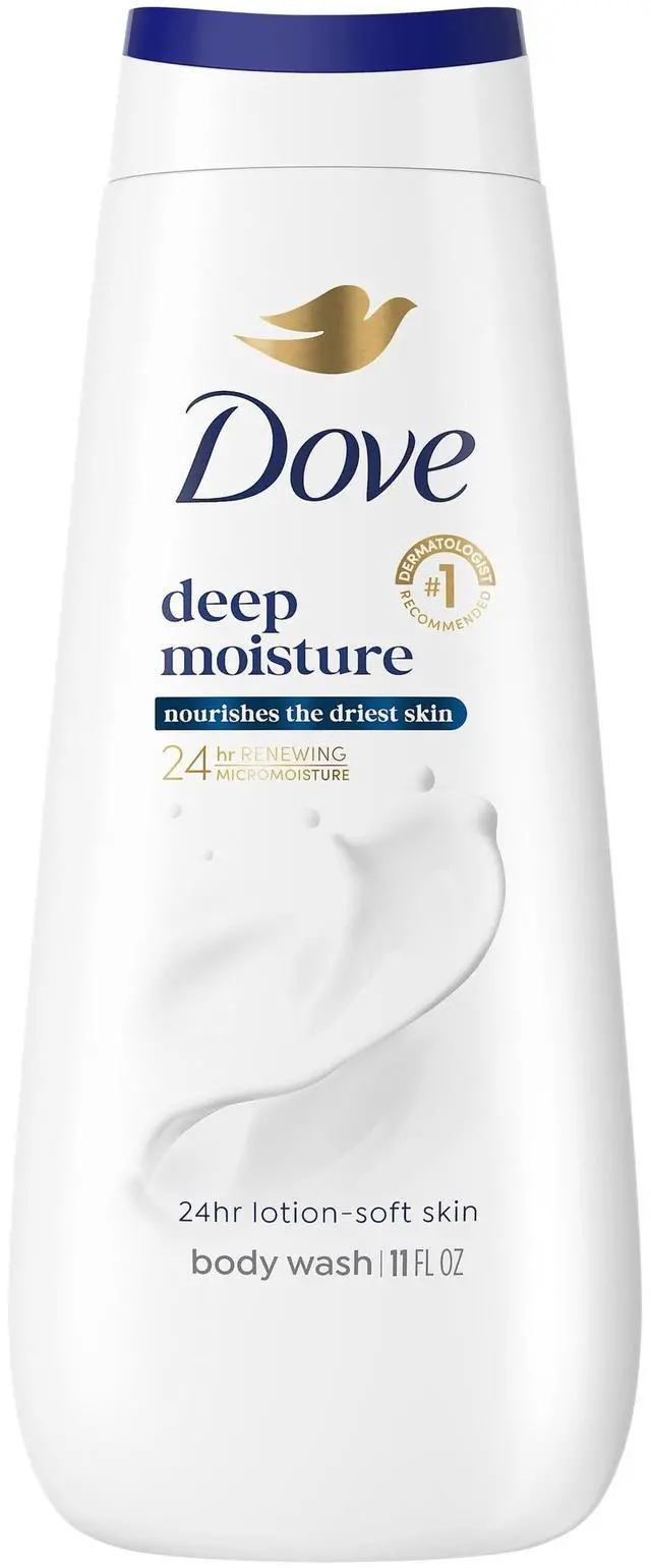 Main image of Dove Deep Moisture Body Wash with 24hr Lotion-Soft Skin, Moisturizing Skin Cleanser, No Sulfates, No Parabens, 11 fl oz